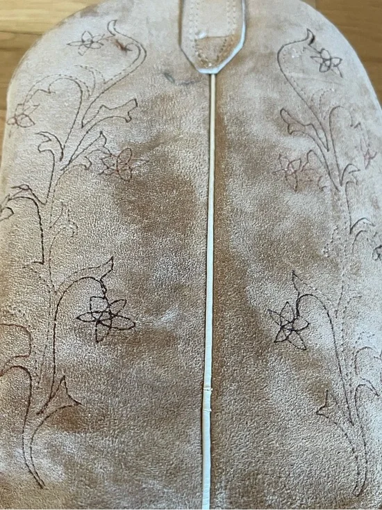 Vintage 70's Women's 11 Wolverine Boho Flower Design Suede Leather Cowboy Boots - Picture 10 of 16